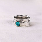 Silver Dandelion Birthstone Spinning Fidget Ring