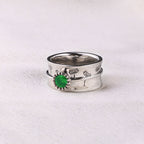 Silver Dandelion Birthstone Spinning Fidget Ring