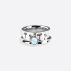 Silver Dandelion Birthstone Spinning Fidget Ring
