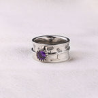 Silver Dandelion Birthstone Spinning Fidget Ring