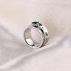 Silver Dandelion Birthstone Spinning Fidget Ring
