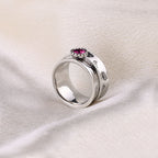 Silver Dandelion Birthstone Spinning Fidget Ring