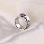 Silver Dandelion Birthstone Spinning Fidget Ring