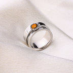 Silver Dandelion Birthstone Spinning Fidget Ring