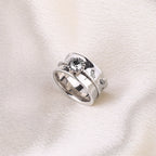 Silver Dandelion Birthstone Spinning Fidget Ring