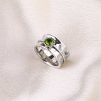 Silver Dandelion Birthstone Spinning Fidget Ring