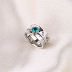 Silver Dandelion Birthstone Spinning Fidget Ring