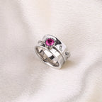 Silver Dandelion Birthstone Spinning Fidget Ring