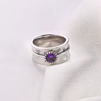 Silver Dandelion Birthstone Spinning Fidget Ring
