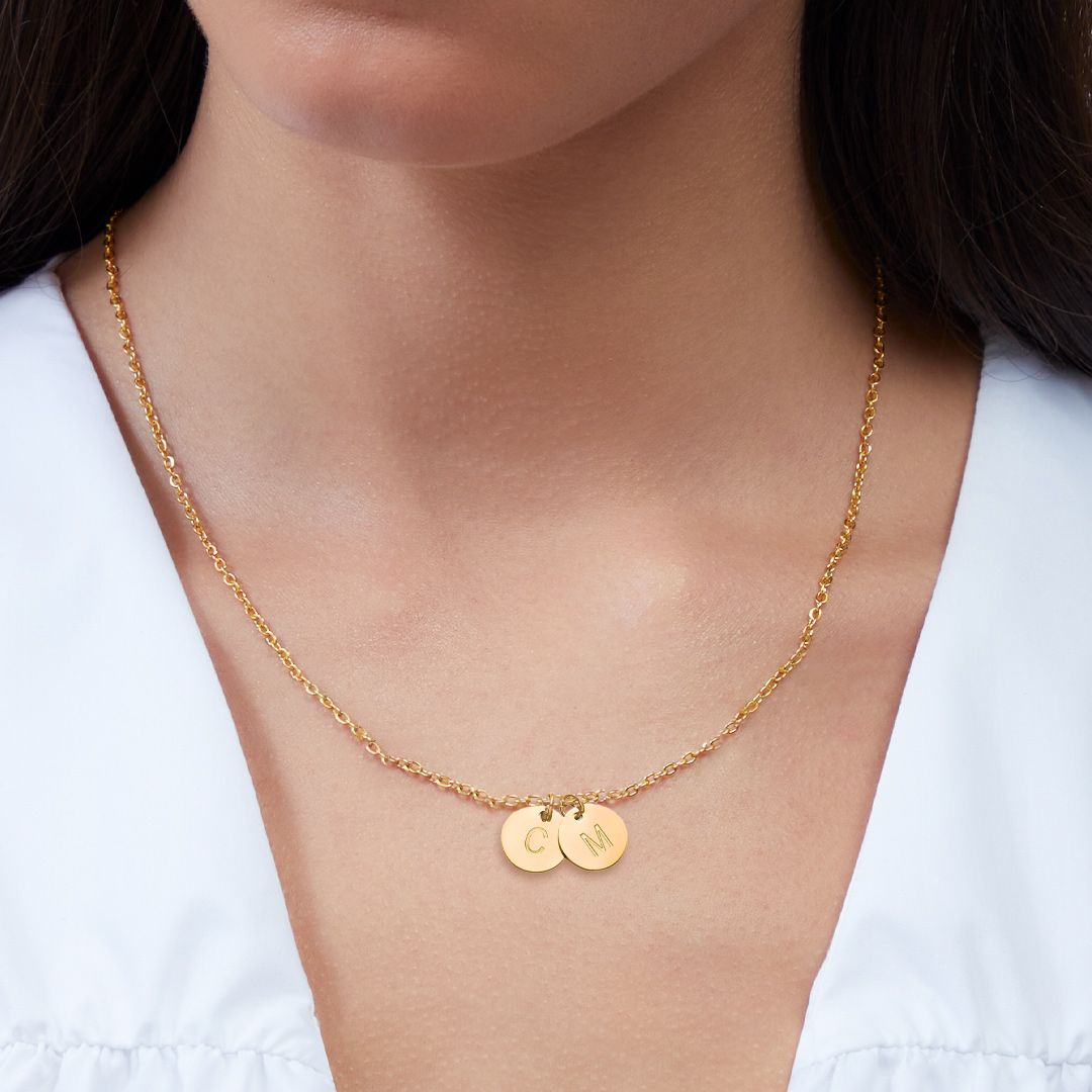 Dainty Disc Initial Necklace