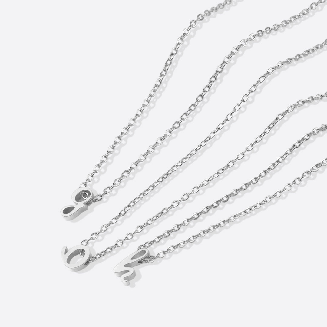 Tiny Script Initial Necklace